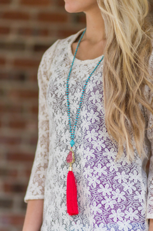 Coral Be Bold Druzy Mala