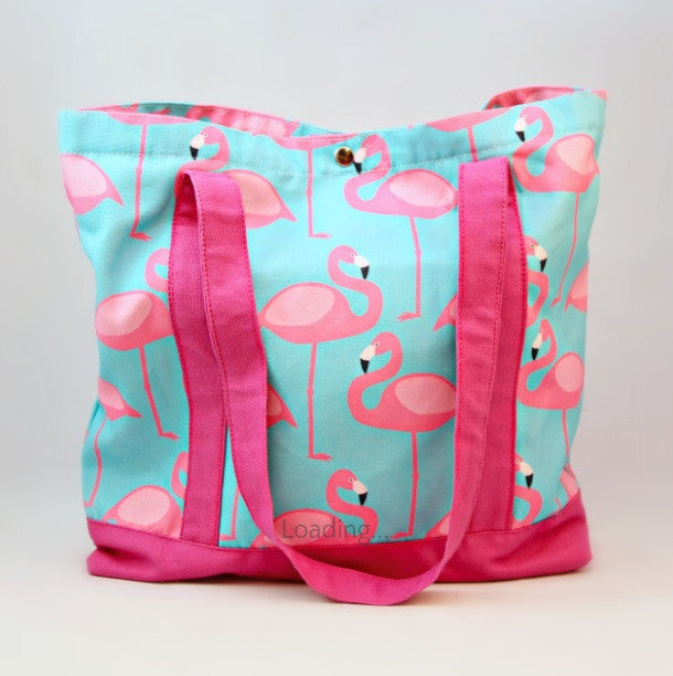 Tote Bag - Pink Flamingo with Pink Strap