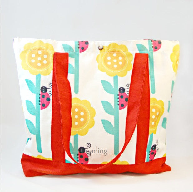 Tote Bag - Ladybirds with Red Strap