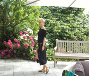 Off The Shoulder Slit Dress - Black