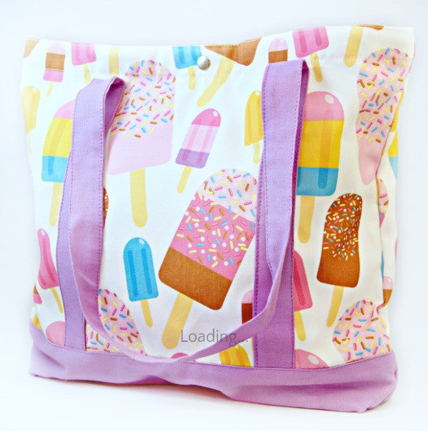 Tote Bag - Popsicle with Lilac Strap