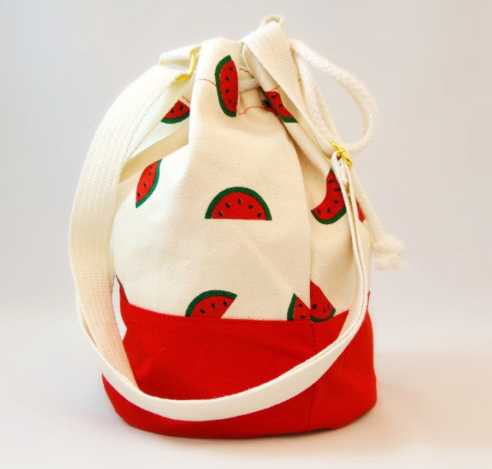Pom Pom Bags - Red with Watermelon Design