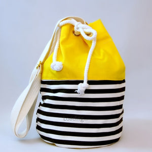 Pom Pom Bags - Yellow with Black Stripes